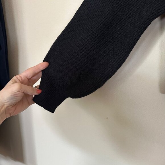 Revolve SNDYS Double Cross Ribbed Knit Sweater Womens Size XS Balloon Sleeves - Picture 6 of 8